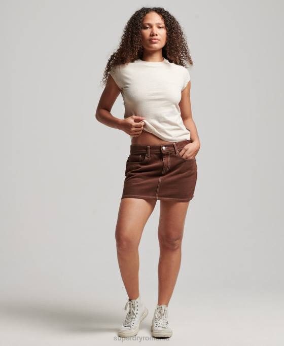 Superdry tricou cu mânecă șapcă cu logo vintage îmbrăcăminte bej femei JX0Z2681