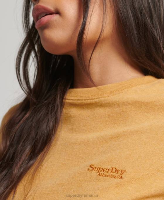 Superdry tricou cu mânecă șapcă cu logo vintage îmbrăcăminte galben femei JX0Z2750