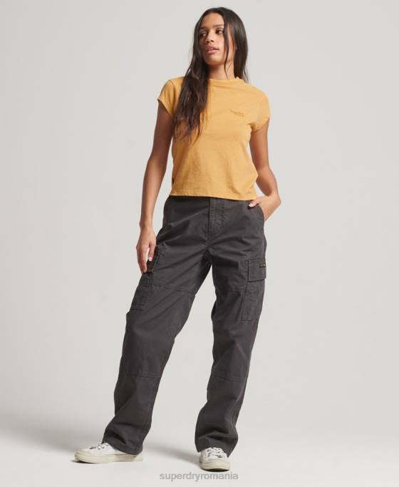 Superdry tricou cu mânecă șapcă cu logo vintage îmbrăcăminte galben femei JX0Z2750