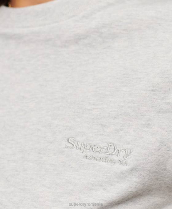 Superdry tricou cu mânecă șapcă cu logo vintage îmbrăcăminte gri deschis femei JX0Z2617