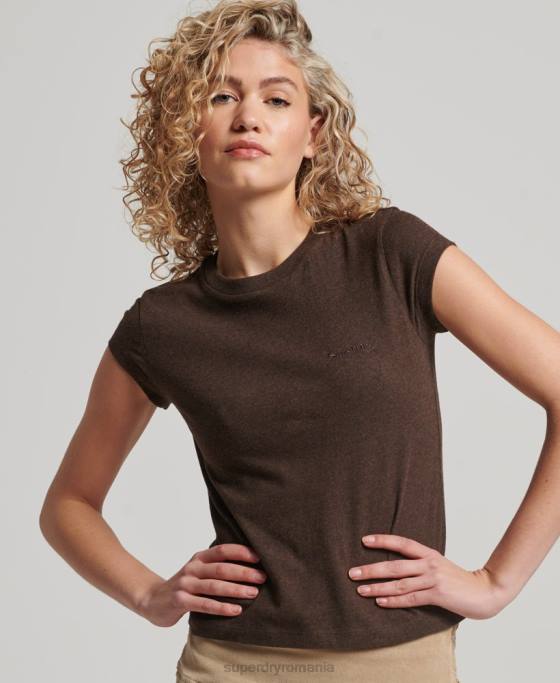 Superdry tricou cu mânecă șapcă cu logo vintage îmbrăcăminte maro femei JX0Z2716
