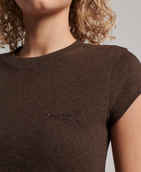 Superdry tricou cu mânecă șapcă cu logo vintage îmbrăcăminte maro femei JX0Z2716