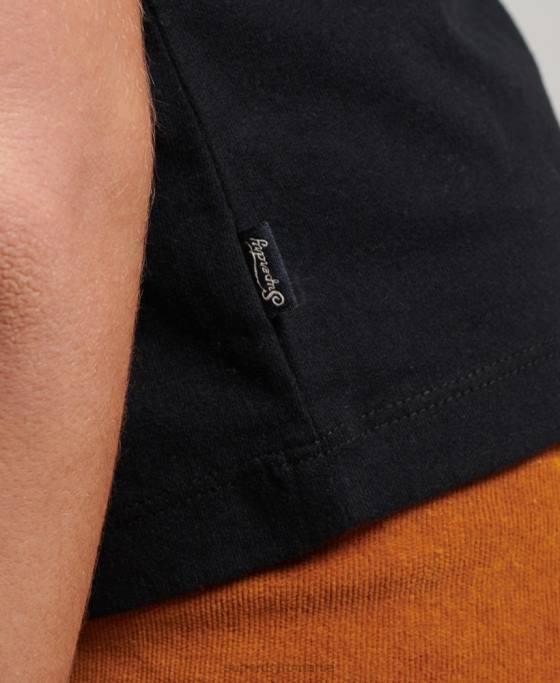 Superdry tricou cu mânecă șapcă cu logo vintage îmbrăcăminte negru femei JX0Z2651