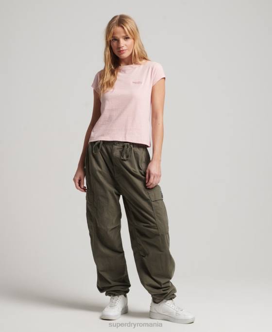 Superdry tricou cu mânecă șapcă cu logo vintage îmbrăcăminte roz femei JX0Z2645