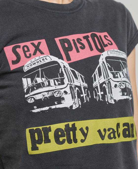 Superdry tricou cu mânecă șapcă ediție limitată sex pistols îmbrăcăminte negru femei JX0Z2767