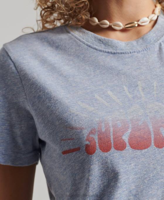 Superdry tricou cu nostalgie vintage îmbrăcăminte albastru deschis femei JX0Z2217