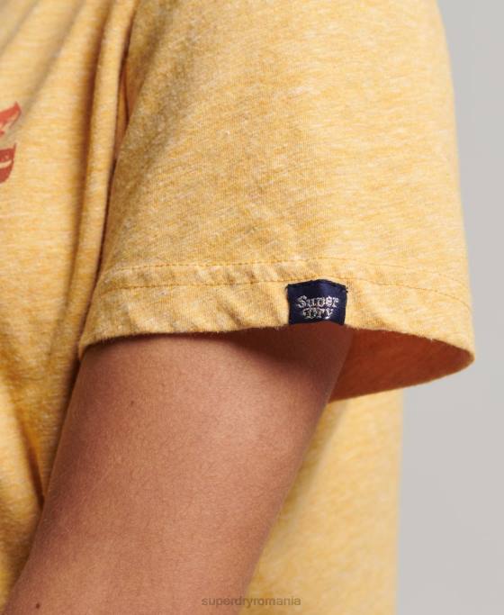 Superdry tricou cu nostalgie vintage îmbrăcăminte galben femei JX0Z2666