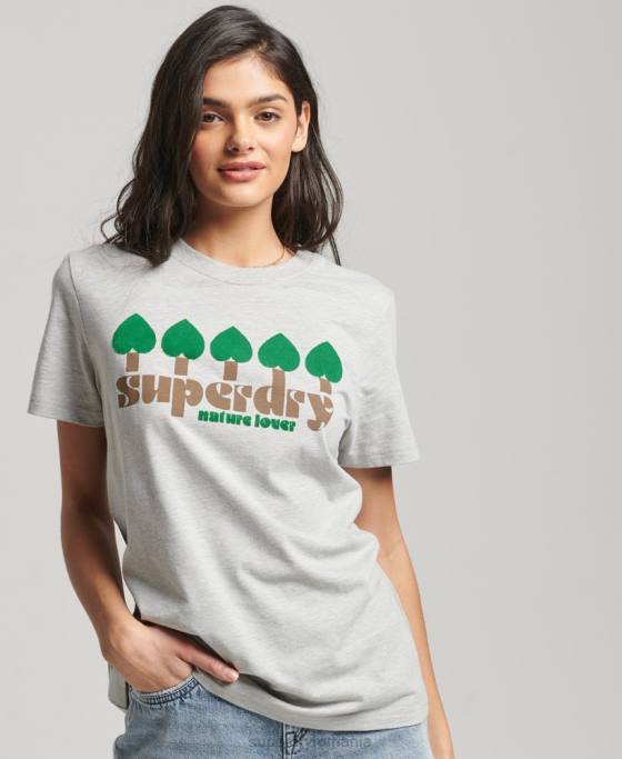 Superdry tricou cu nostalgie vintage îmbrăcăminte gri femei JX0Z2712
