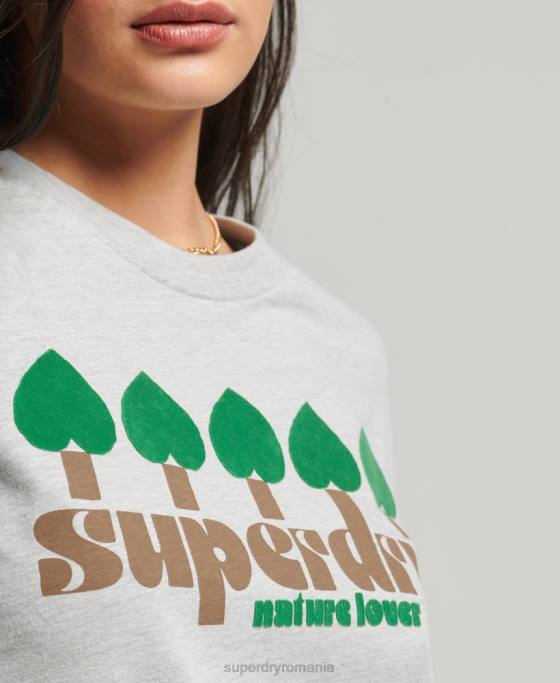 Superdry tricou cu nostalgie vintage îmbrăcăminte gri femei JX0Z2712
