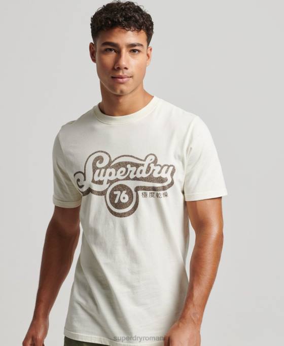 Superdry tricou cu scenariu nostalgie îmbrăcăminte cremă bărbați JX0Z4971
