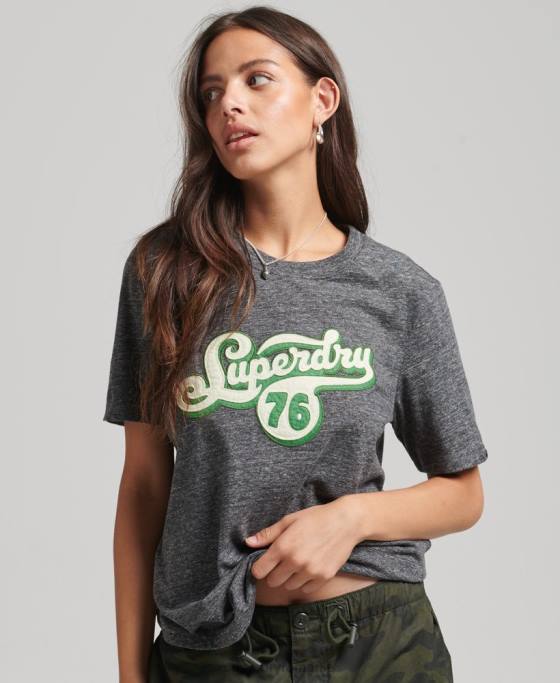 Superdry tricou cu scenariu nostalgie îmbrăcăminte gri inchis femei JX0Z2800