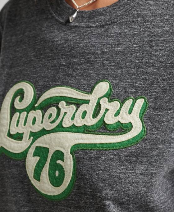 Superdry tricou cu scenariu nostalgie îmbrăcăminte gri inchis femei JX0Z2800