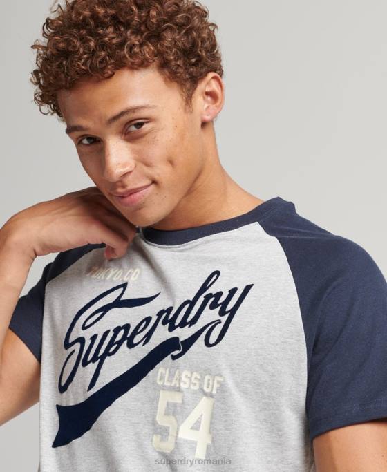 Superdry tricou cu scenariu pentru facultate îmbrăcăminte marina bărbați JX0Z4954