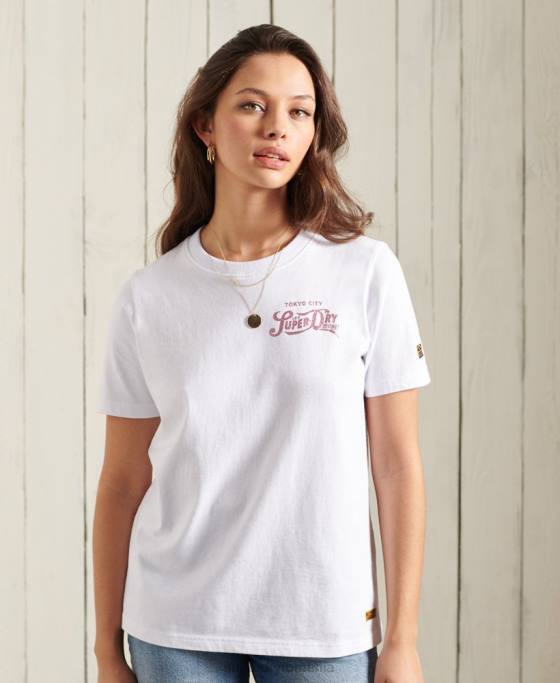 Superdry tricou cu sclipici de greutate standard îmbrăcăminte alb femei JX0Z2859