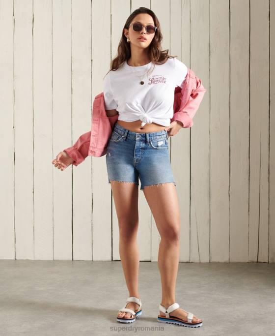 Superdry tricou cu sclipici de greutate standard îmbrăcăminte alb femei JX0Z2859