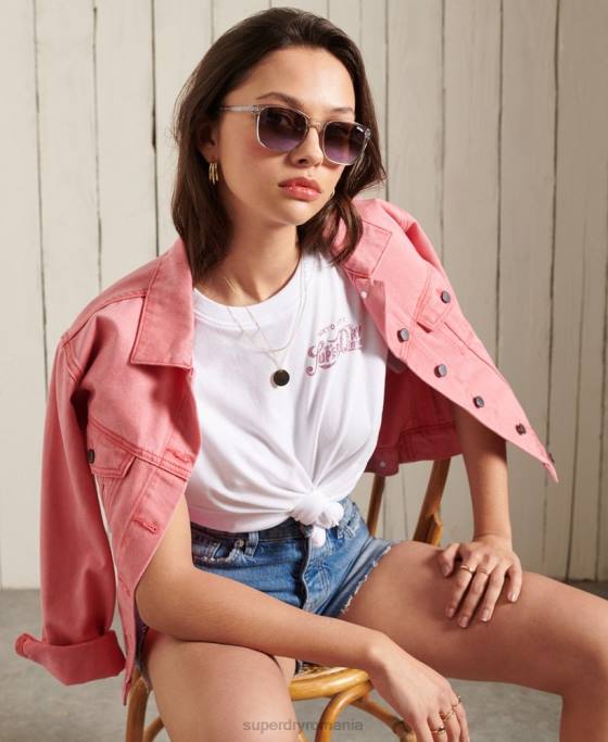 Superdry tricou cu sclipici de greutate standard îmbrăcăminte alb femei JX0Z2859