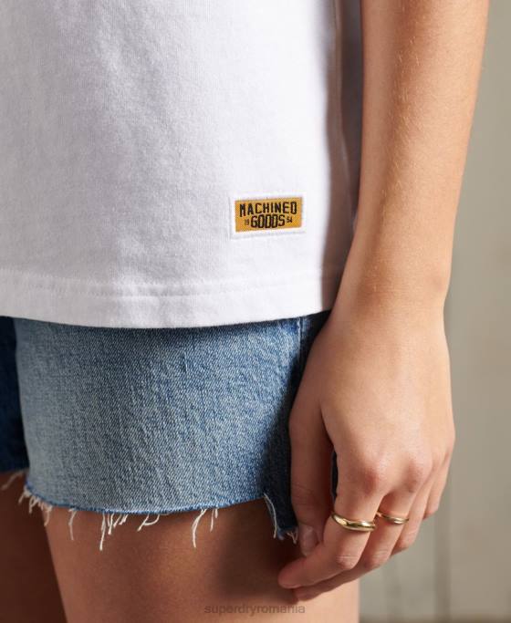 Superdry tricou cu sclipici de greutate standard îmbrăcăminte alb femei JX0Z2859