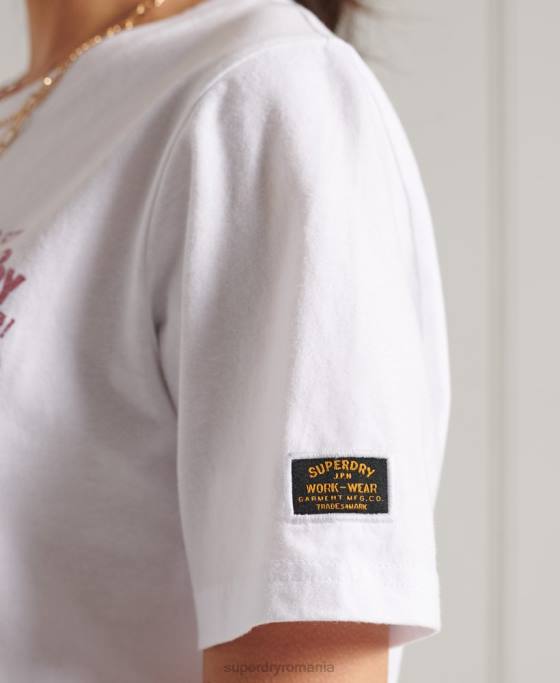 Superdry tricou cu sclipici îmbrăcăminte alb femei JX0Z2861