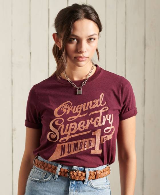 Superdry tricou cu sclipici îmbrăcăminte roșu femei JX0Z2818