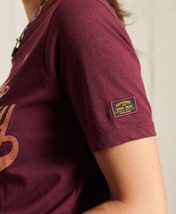 Superdry tricou cu sclipici îmbrăcăminte roșu femei JX0Z2818