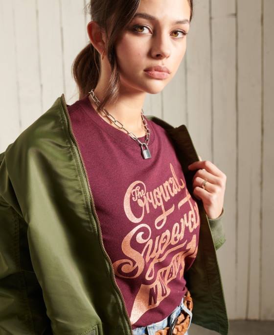 Superdry tricou cu sclipici îmbrăcăminte roșu femei JX0Z2818