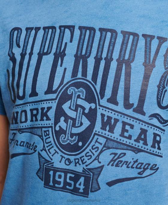 Superdry tricou cu semne de perete vintage îmbrăcăminte albastru deschis bărbați JX0Z4921