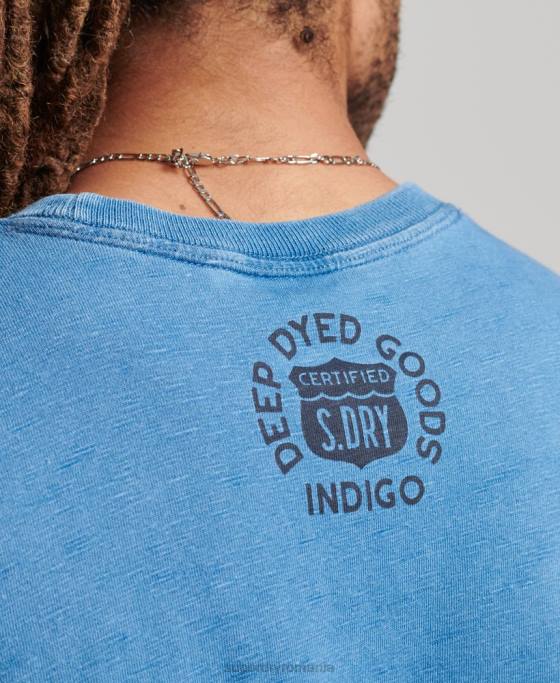 Superdry tricou cu semne de perete vintage îmbrăcăminte albastru deschis bărbați JX0Z4921