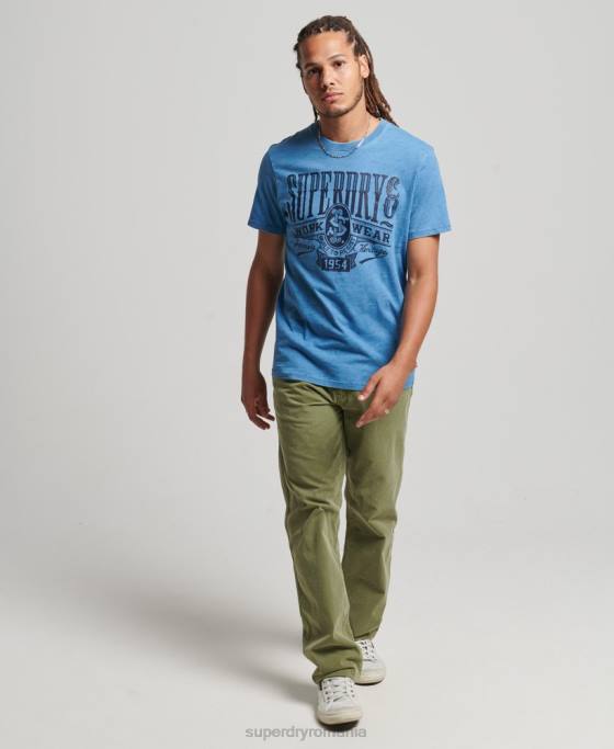 Superdry tricou cu semne de perete vintage îmbrăcăminte albastru deschis bărbați JX0Z4921