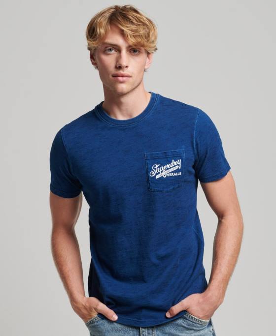 Superdry tricou cu semne de perete vintage îmbrăcăminte albastru inchis bărbați JX0Z4940