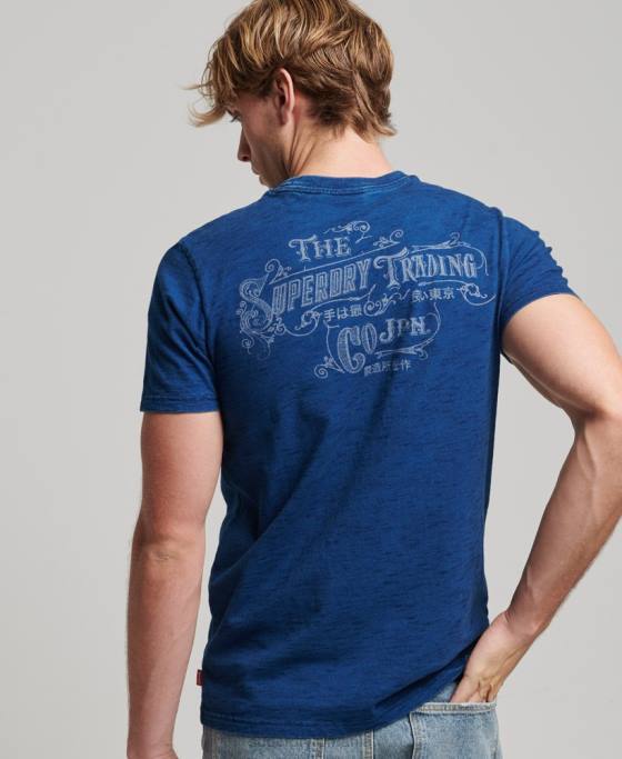 Superdry tricou cu semne de perete vintage îmbrăcăminte albastru inchis bărbați JX0Z4940