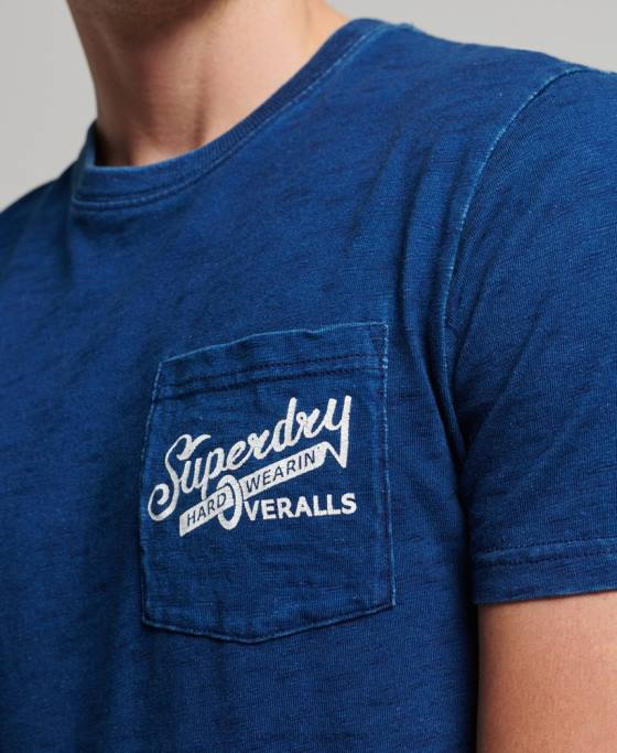 Superdry tricou cu semne de perete vintage îmbrăcăminte albastru inchis bărbați JX0Z4940
