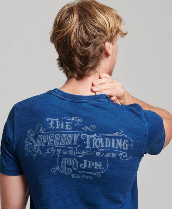 Superdry tricou cu semne de perete vintage îmbrăcăminte albastru inchis bărbați JX0Z4940