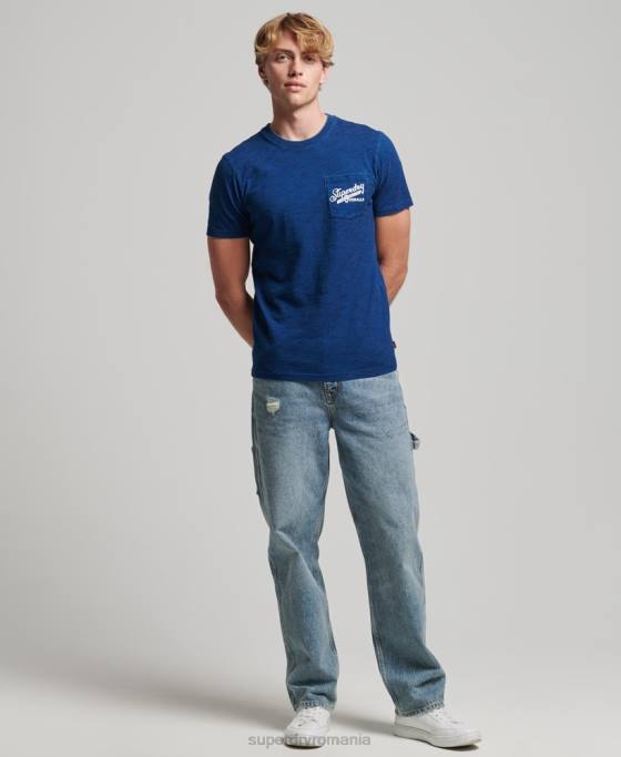 Superdry tricou cu semne de perete vintage îmbrăcăminte albastru inchis bărbați JX0Z4940
