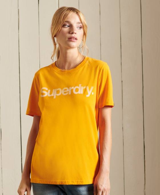 Superdry tricou cu sigla core îmbrăcăminte aur femei JX0Z6244