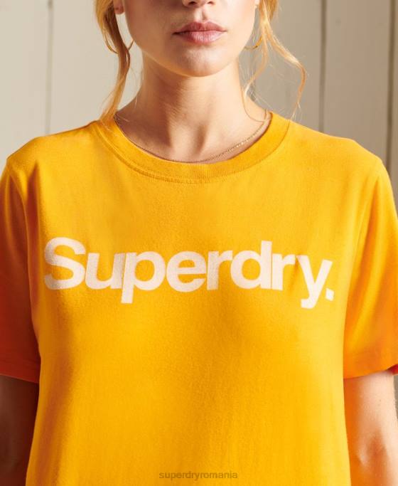 Superdry tricou cu sigla core îmbrăcăminte aur femei JX0Z6244