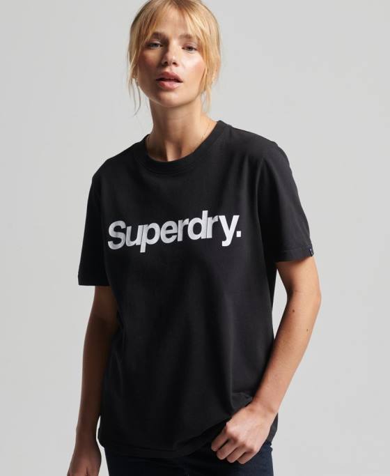 Superdry tricou cu sigla core îmbrăcăminte negru femei JX0Z2778