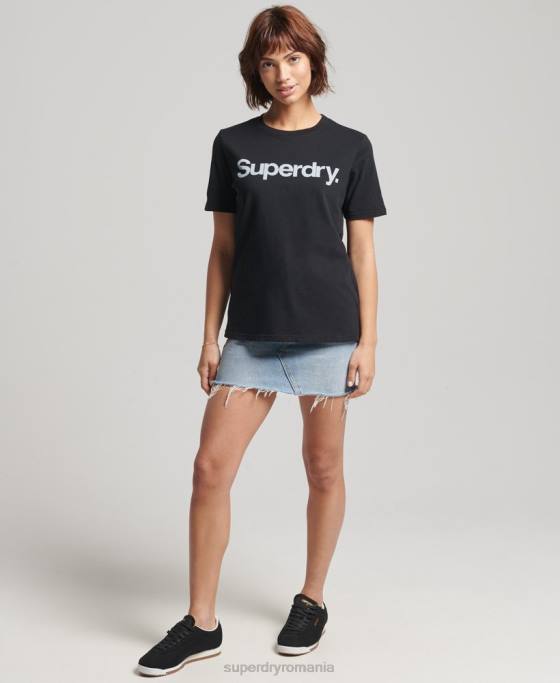 Superdry tricou cu sigla core îmbrăcăminte negru femei JX0Z6211