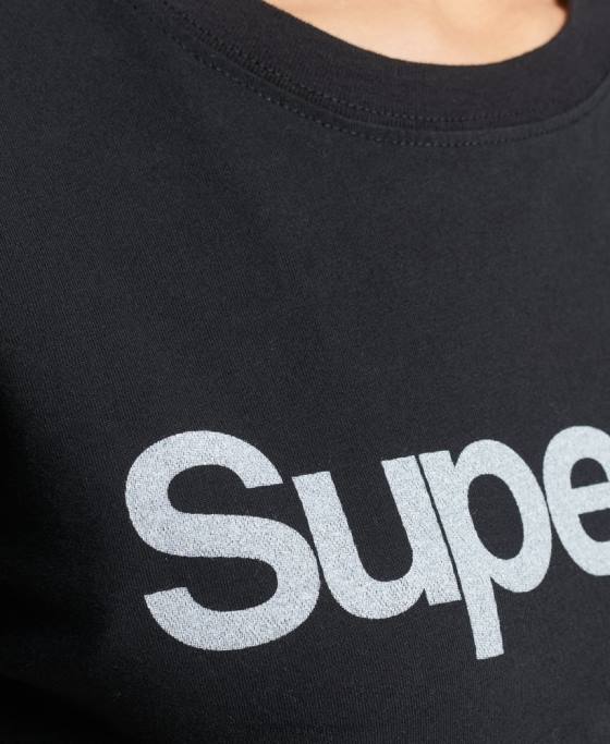 Superdry tricou cu sigla core îmbrăcăminte negru femei JX0Z6211