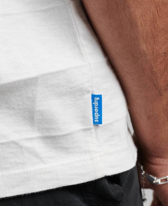 Superdry tricou cu textura vintage din bumbac organic îmbrăcăminte alb bărbați JX0Z10