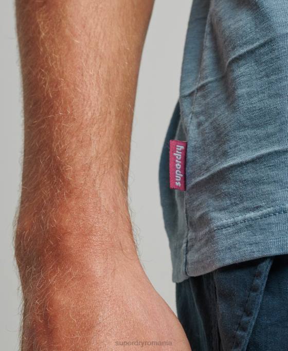 Superdry tricou cu textura vintage din bumbac organic îmbrăcăminte albastru bărbați JX0Z48