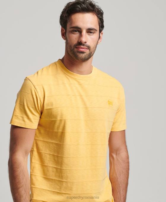 Superdry tricou cu textura vintage din bumbac organic îmbrăcăminte galben bărbați JX0Z34