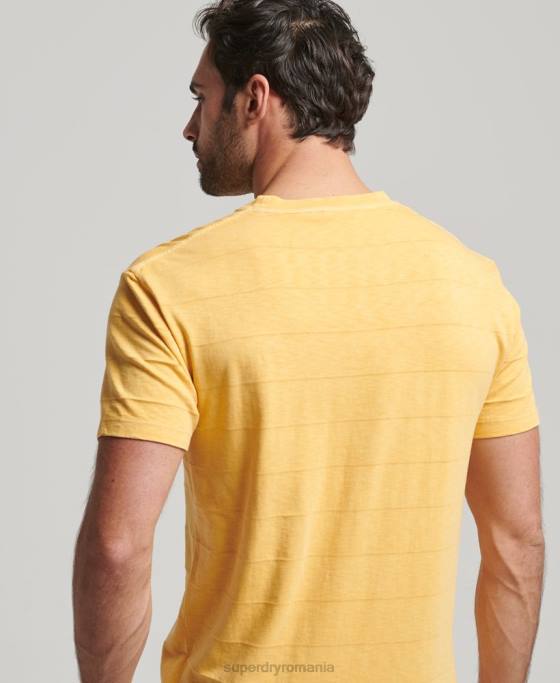 Superdry tricou cu textura vintage din bumbac organic îmbrăcăminte galben bărbați JX0Z34