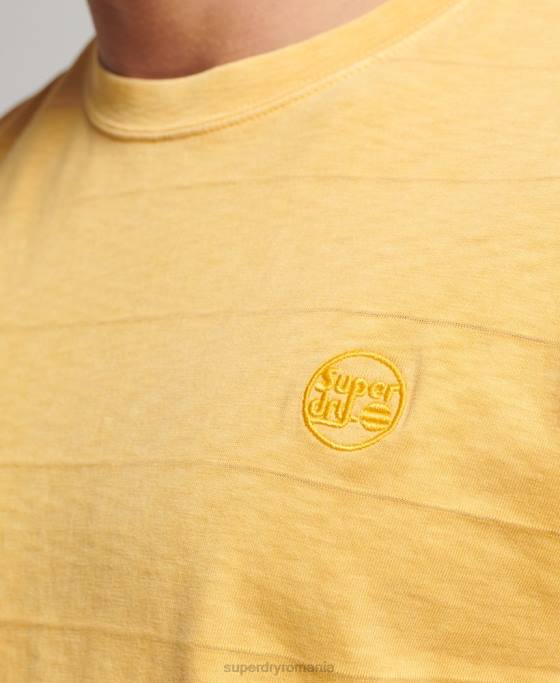 Superdry tricou cu textura vintage din bumbac organic îmbrăcăminte galben bărbați JX0Z34