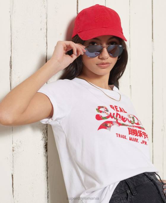 Superdry tricou cu umplutură cu logo vintage îmbrăcăminte alb femei JX0Z2852