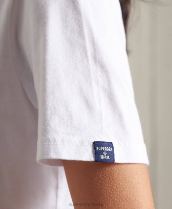 Superdry tricou cu umplutură cu logo vintage îmbrăcăminte alb femei JX0Z2852
