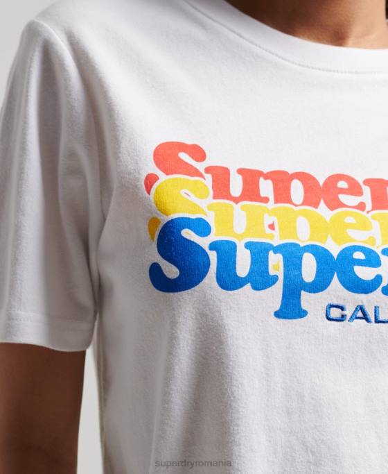 Superdry tricou cu umplutură cu scripturi de epocă îmbrăcăminte alb femei JX0Z2225