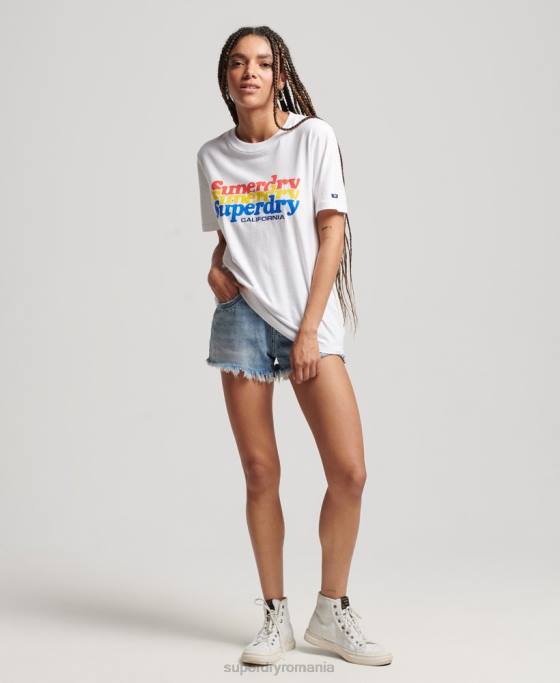 Superdry tricou cu umplutură cu scripturi de epocă îmbrăcăminte alb femei JX0Z2225