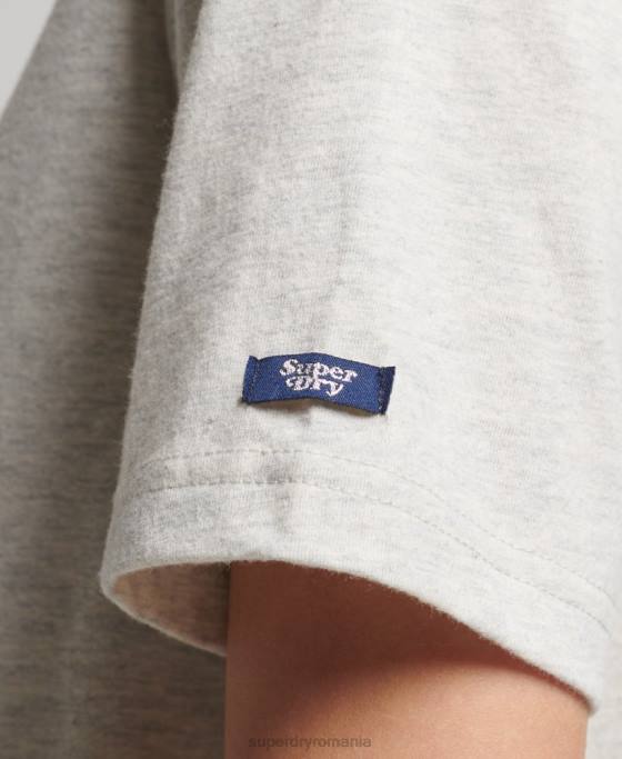 Superdry tricou cu umplutură cu scripturi de epocă îmbrăcăminte gri femei JX0Z2648
