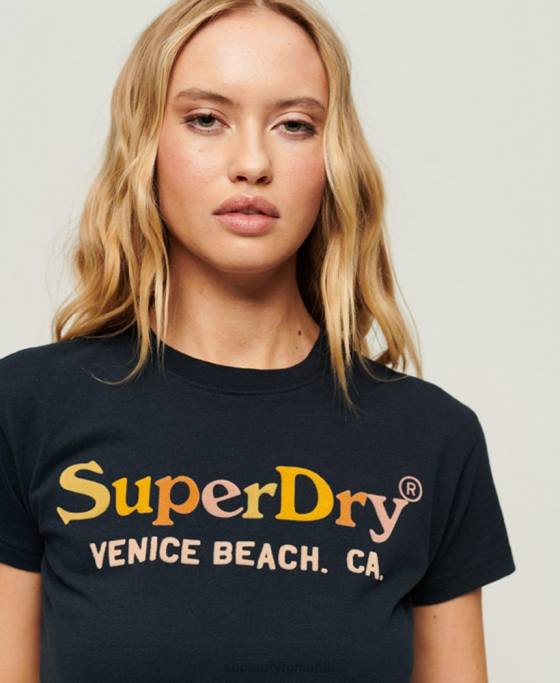 Superdry tricou curcubeu anii 90 îmbrăcăminte marina femei JX0Z2220