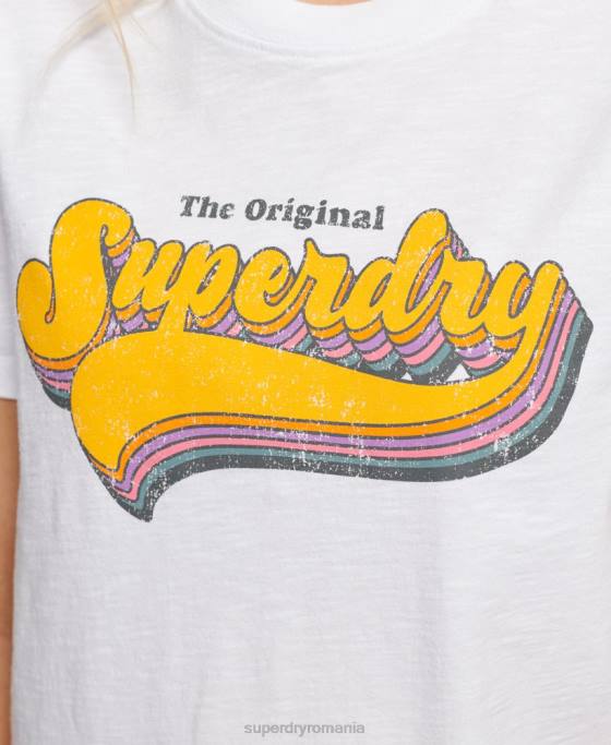 Superdry tricou curcubeu vintage îmbrăcăminte alb femei JX0Z2226